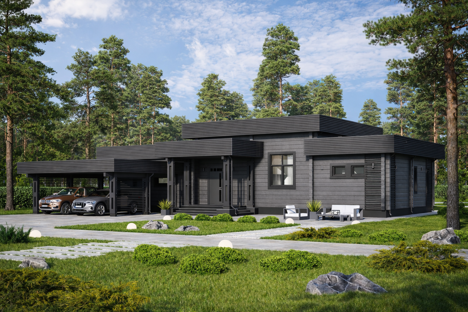 Chantier d'une maison en bois